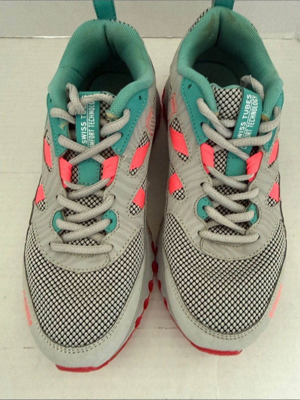 K-Swiss Grey Teal Pink Tubes Athletic Sneakers